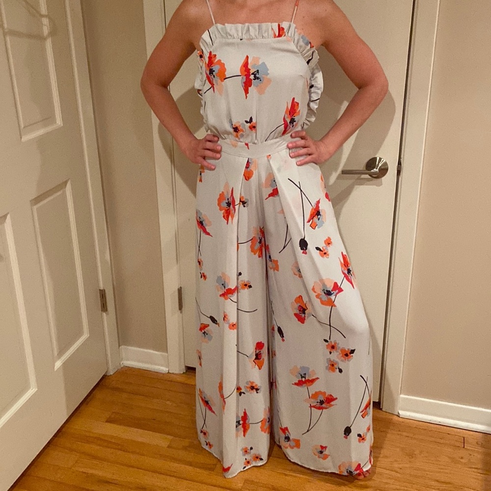 Anthropologie floral jumpsuit
